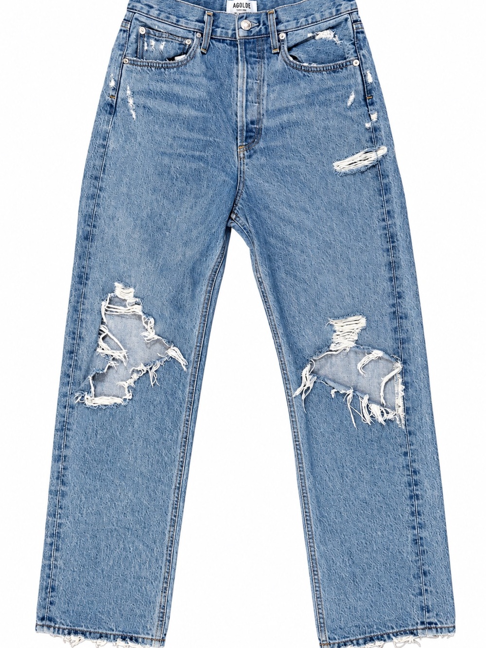 AGOLDE 90’s Mid Rise Loose Distressed Jeans Size 26 Ripped Light Wash A069C-811